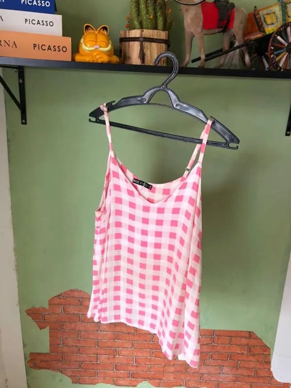 Regata rosa e branca xadrez - foto 1