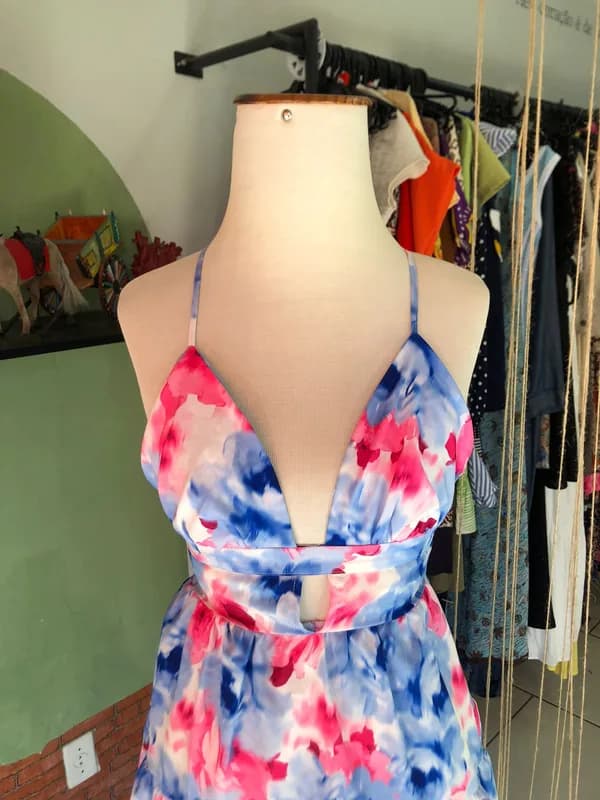 ♡ Vestido azul e rosa