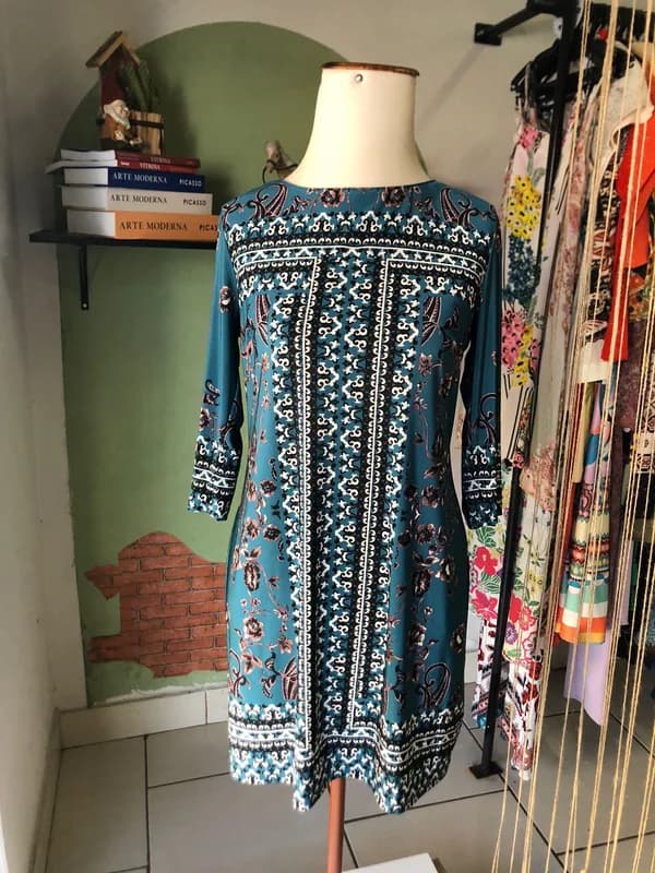 ♡ Vestido azul estampado