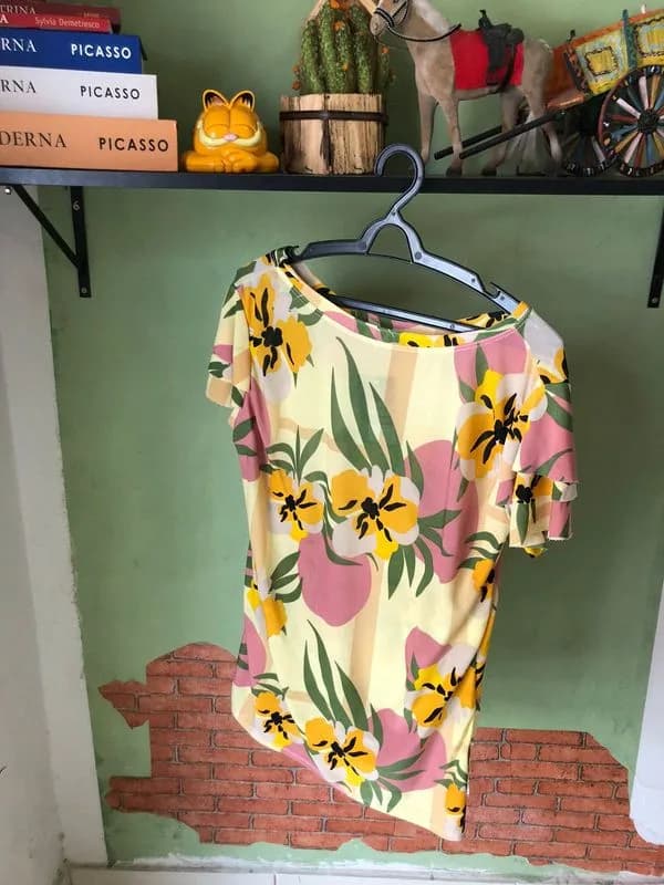 ♡ Blusa amarela floral malha fria - foto 1
