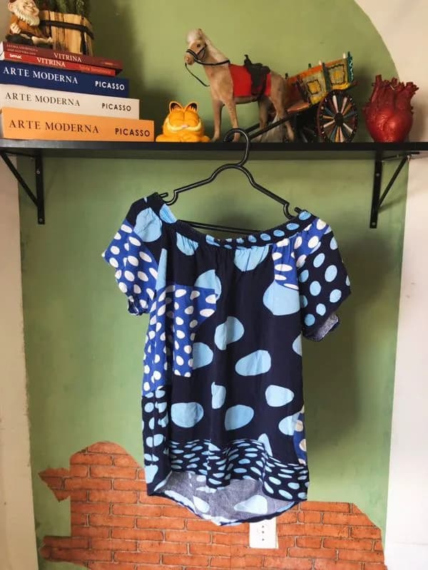 ♡ Ciganinha azul estampada
