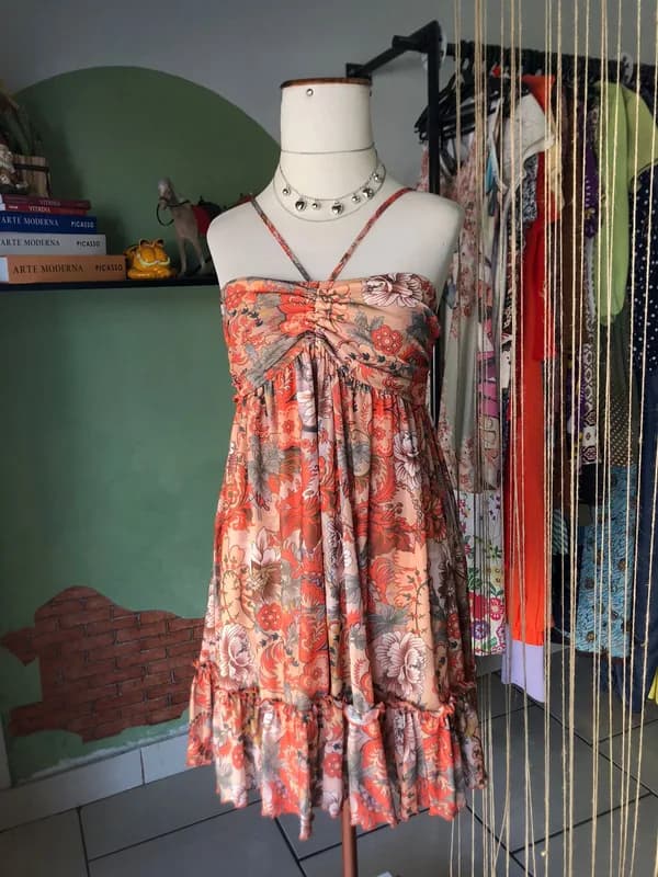 ♡ Vestido laranja estampado