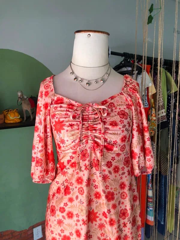 ♡  Vestido laranja floral