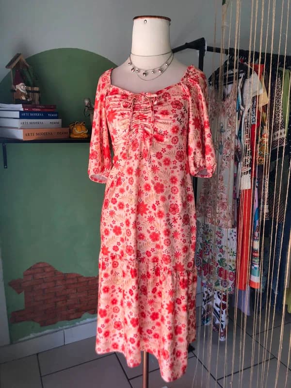 ♡  Vestido laranja floral