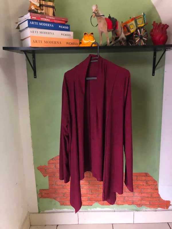 ♡ Cardigan bordô em suede