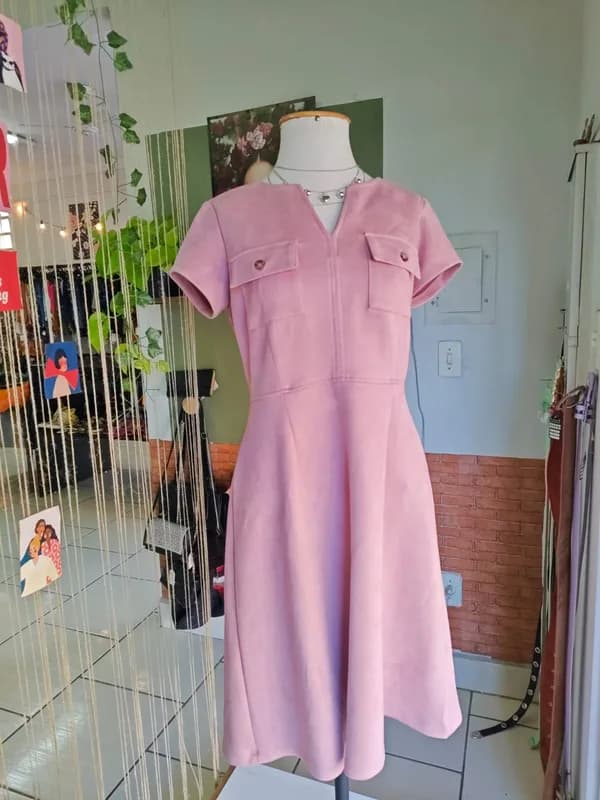 ♡ Vestido rosa em suede