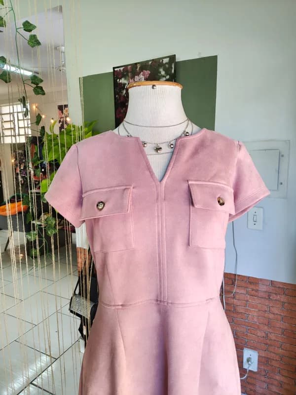 ♡ Vestido rosa em suede