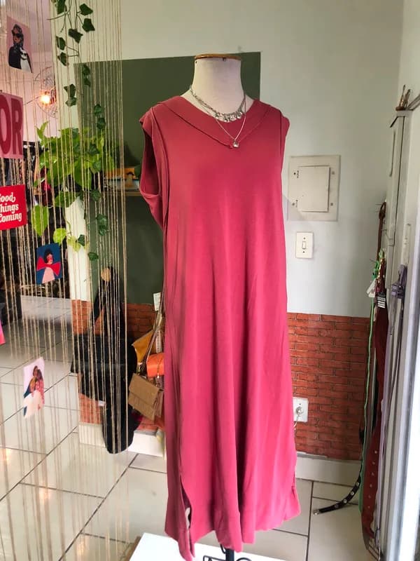 ♡  Vestido rosa longo