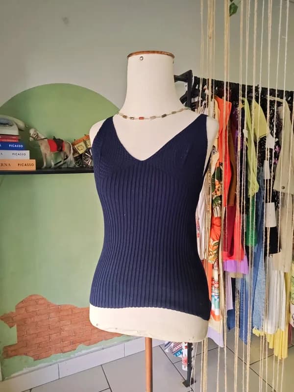 ♡ Blusa azul em tricot