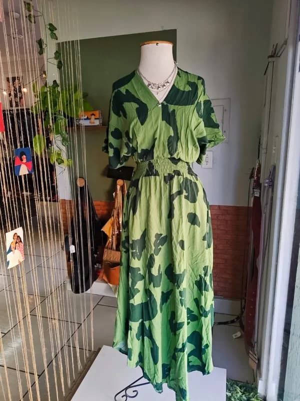 ♡ Vestido verde estampado