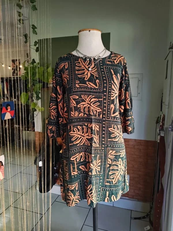 ♡ Vestido verde e laranja