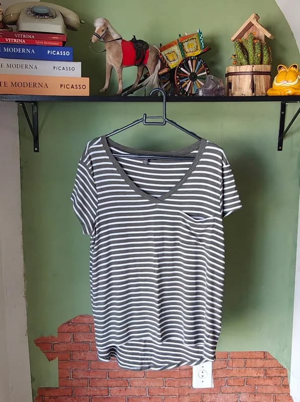 ♡ T-shirt verde listrada