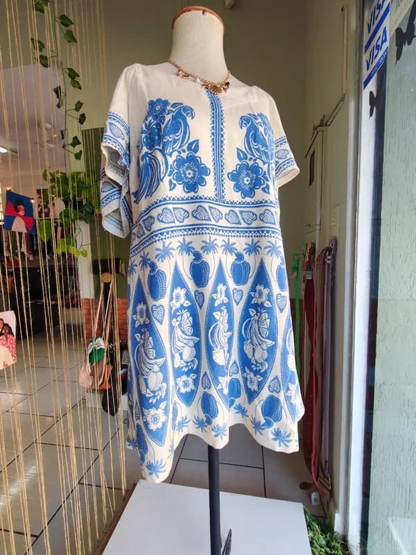 ♡ Vestido azul e off white - thumb 3